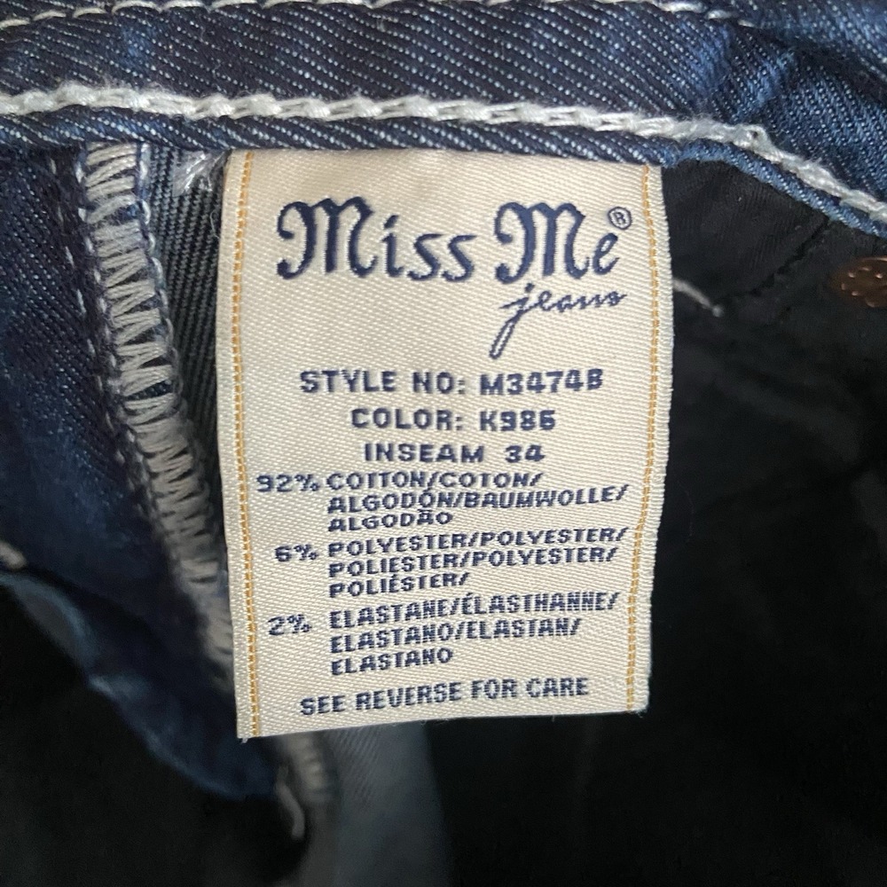 Miss Me Jeans Chloe Boot Rhinestone Leather Sequin Stitch Pocket Size 27 - Picture 7 of 10